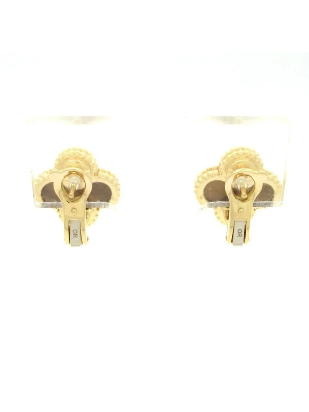 Van Cleef & Arpels Earrings Vintage Alhambra 18k Yellow Gold Tiger's Eye Clip